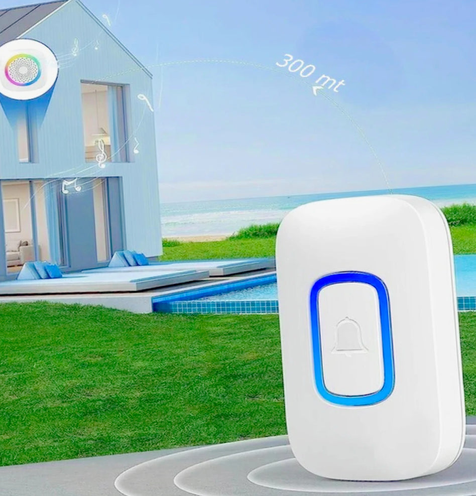 Campanello wireless 300m – 60 melodie, LED RGB, per non udenti - ambraled