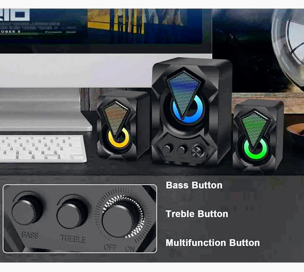 Casse speaker RGB 5+3W – USB 2.0, AUX e Jack 3.5mm - ambraled