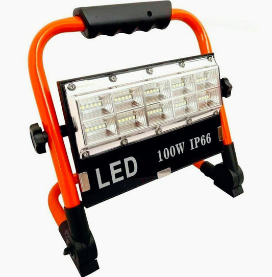 Faro LED 100W ricaricabile – 3 modalità luce IP66 - ambraled