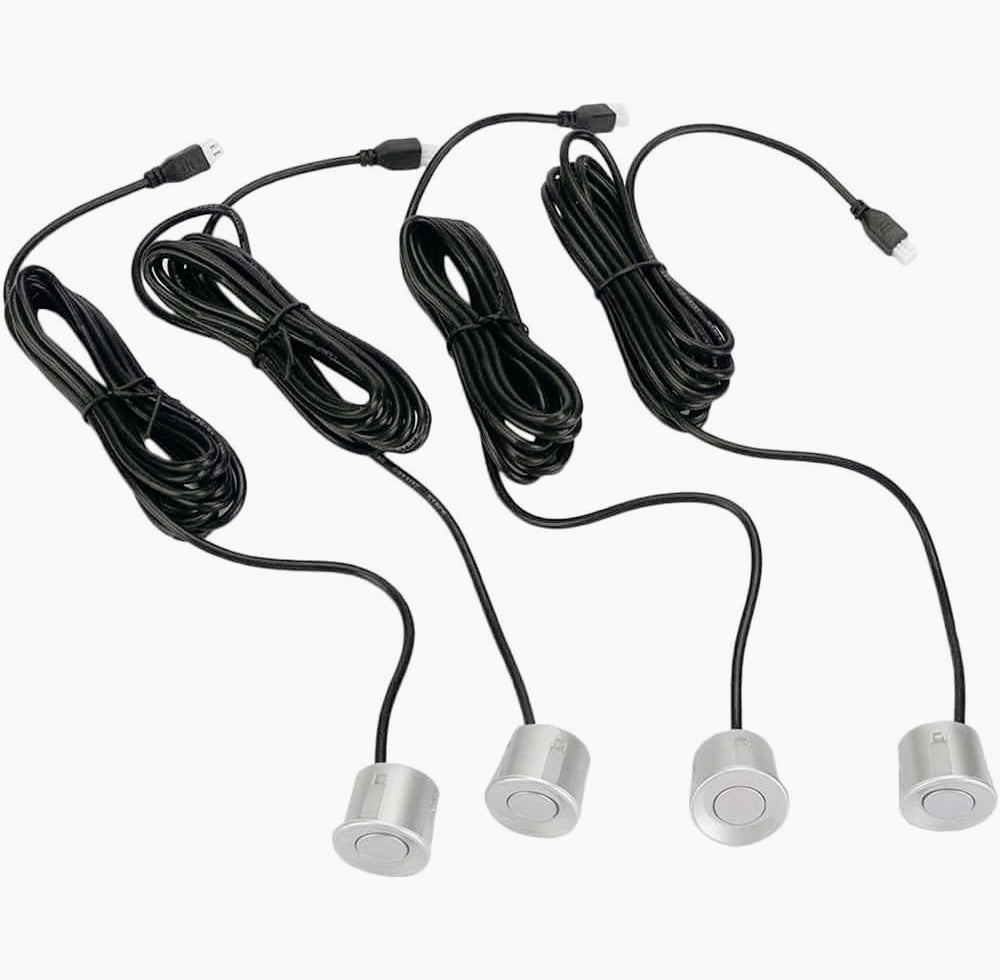 4 Sensori di Parcheggio con Display LED, Avviso Acustico e Finitura Argento - ambraled