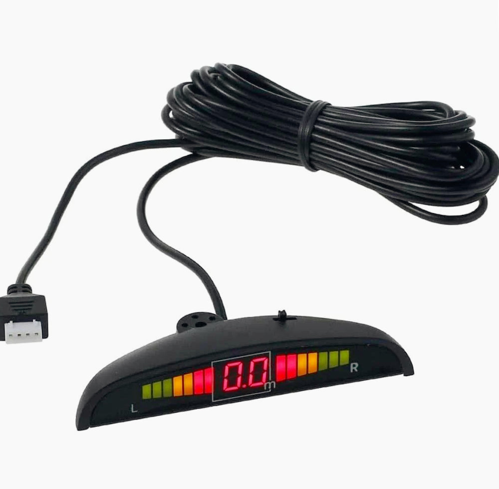 4 Sensori di Parcheggio con Display LED, Avviso Acustico e Finitura Argento - ambraled
