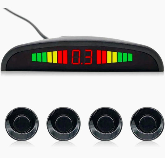 4 Sensori di Parcheggio con Display LED, Avviso Acustico e Finitura Nera - ambraled
