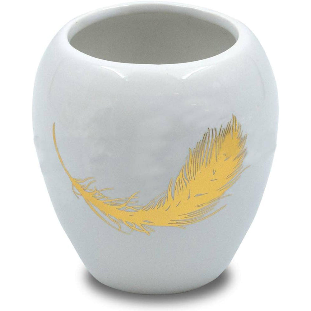 Accessori Bagno Oro – Dispenser Sapone, Portabicchieri e Scopino Piuma - ambraled