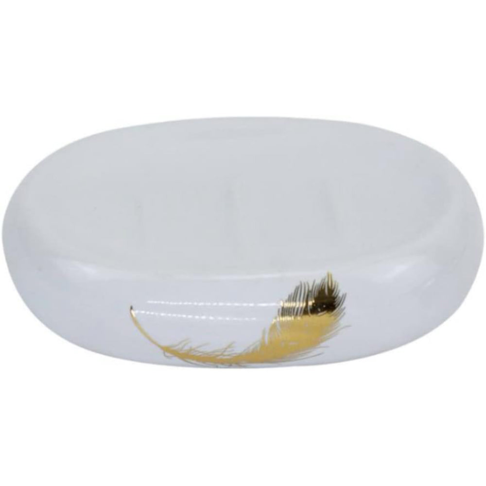 Accessori Bagno Oro – Dispenser Sapone, Portabicchieri e Scopino Piuma - ambraled