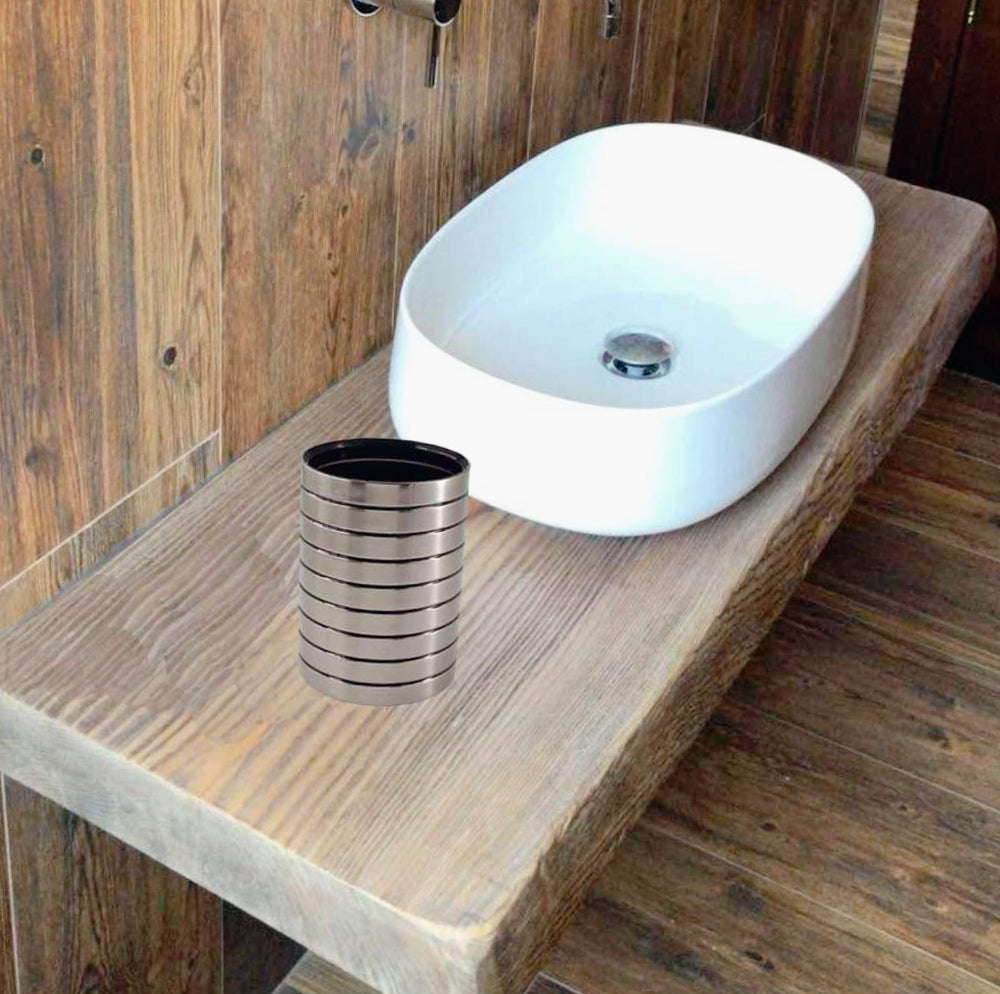Accessori Bagno Argento a Righe – Dispenser Bicchieri e Piattino - ambraled