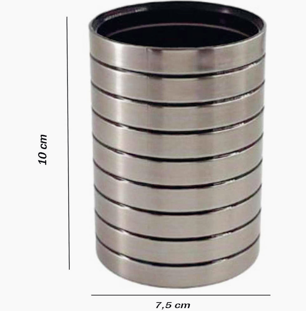 Accessori Bagno Argento a Righe – Dispenser Bicchieri e Piattino - ambraled