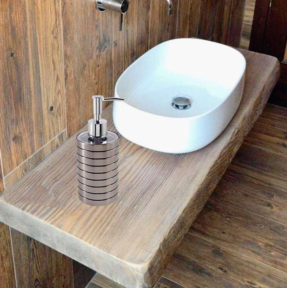 Accessori Bagno Argento a Righe – Dispenser Bicchieri e Piattino - ambraled