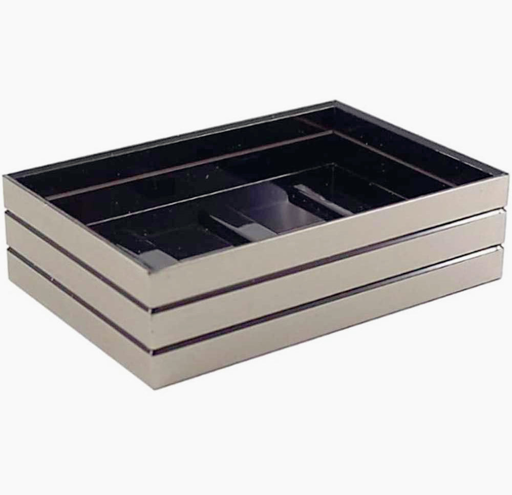 Accessori Bagno Argento a Righe – Dispenser Bicchieri e Piattino - ambraled