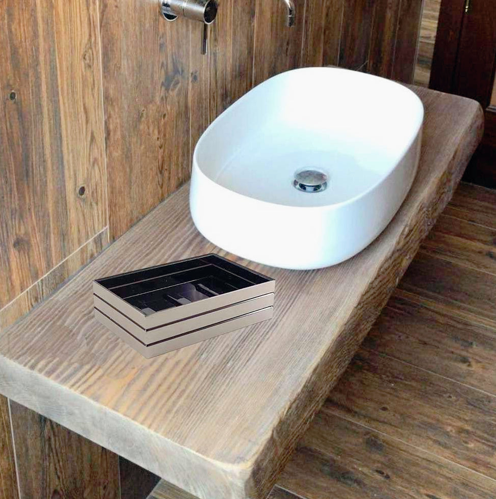 Accessori Bagno Argento a Righe – Dispenser Bicchieri e Piattino - ambraled