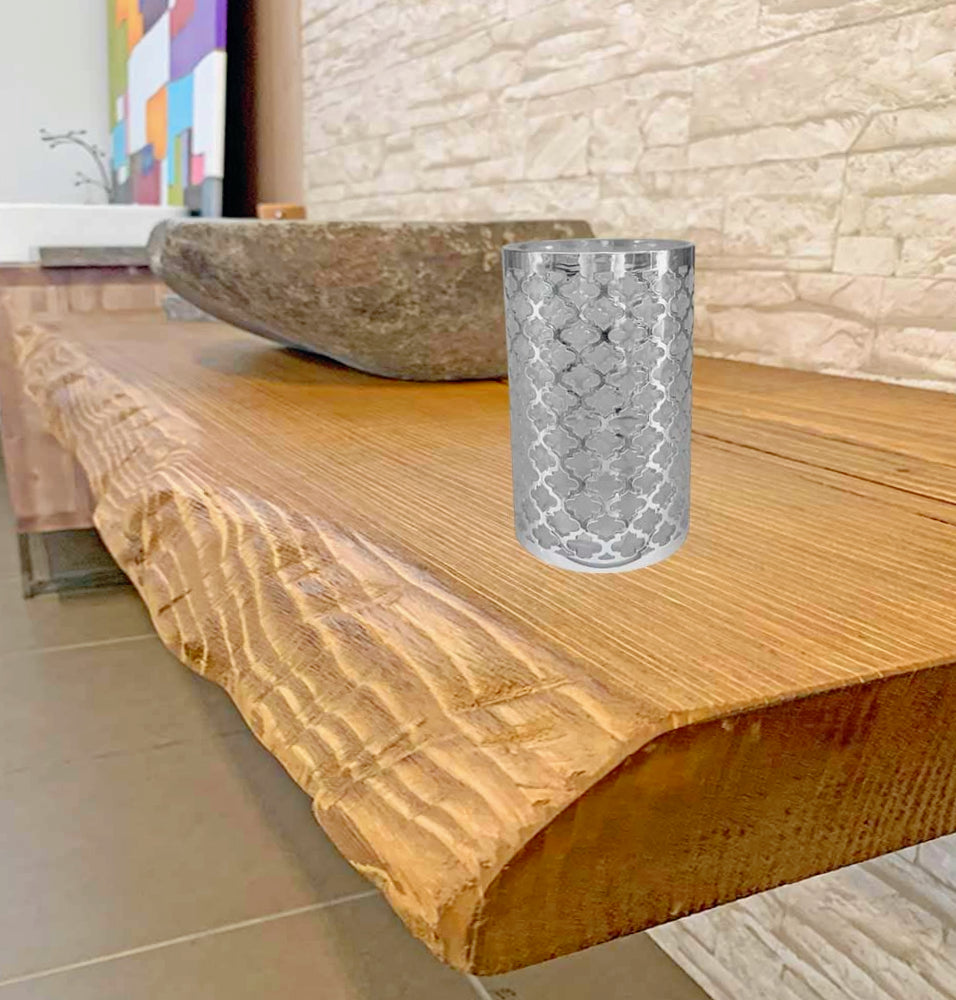 Accessori Bagno Argento Barocco – Dispenser Bicchieri e Piattino - ambraled