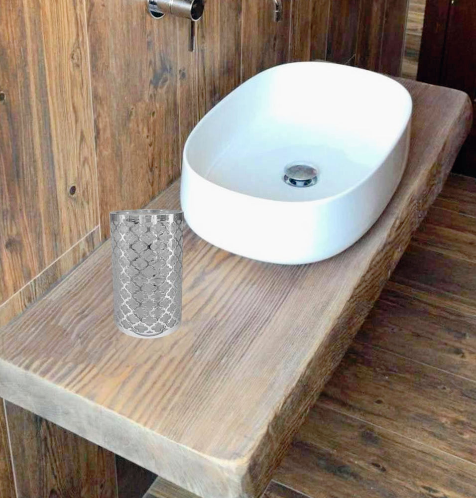 Accessori Bagno Argento Barocco – Dispenser Bicchieri e Piattino - ambraled
