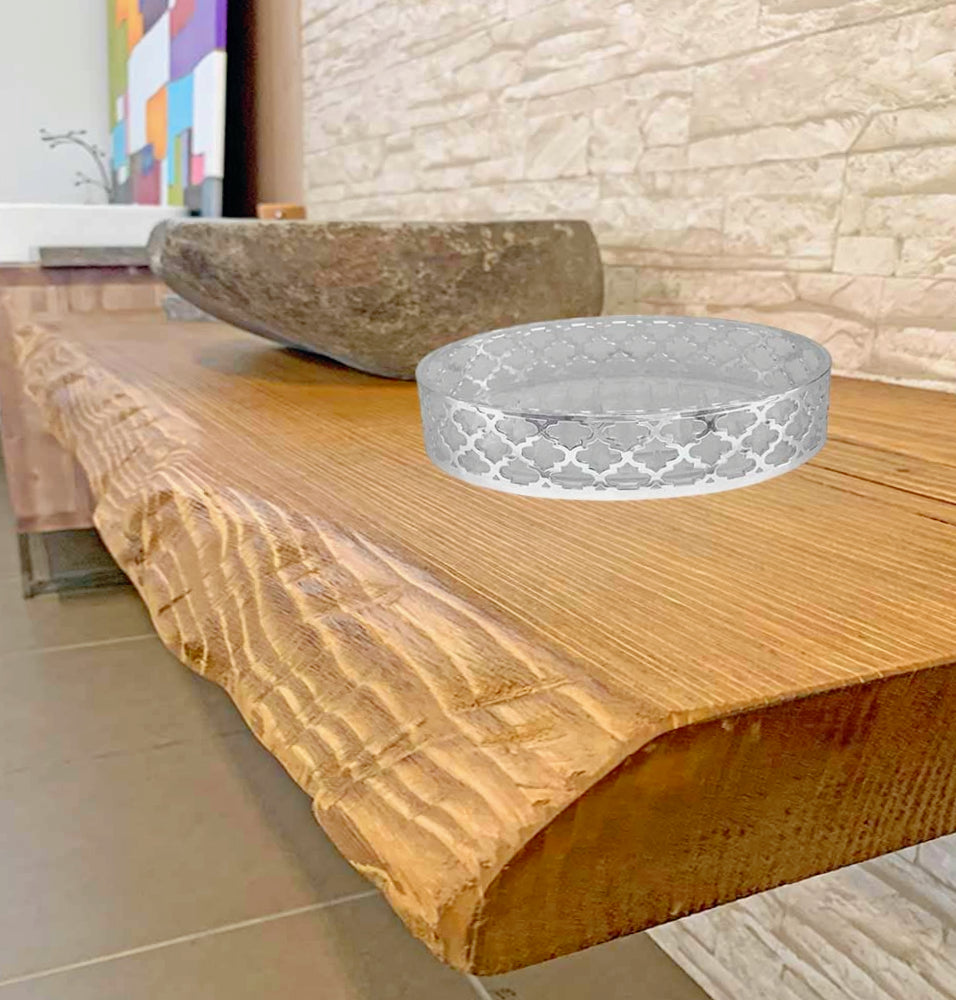 Accessori Bagno Argento Barocco – Dispenser Bicchieri e Piattino - ambraled