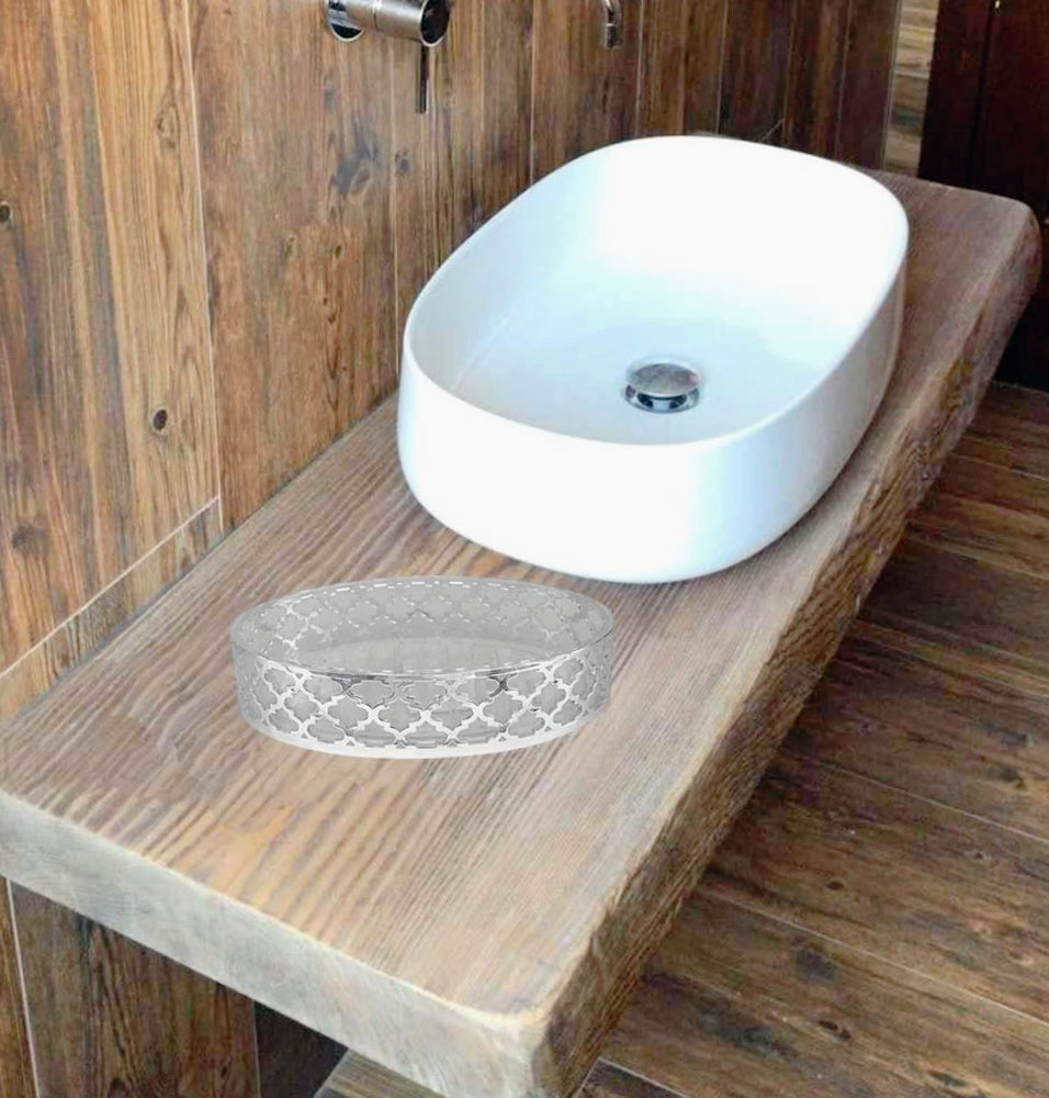 Accessori Bagno Argento Barocco – Dispenser Bicchieri e Piattino - ambraled
