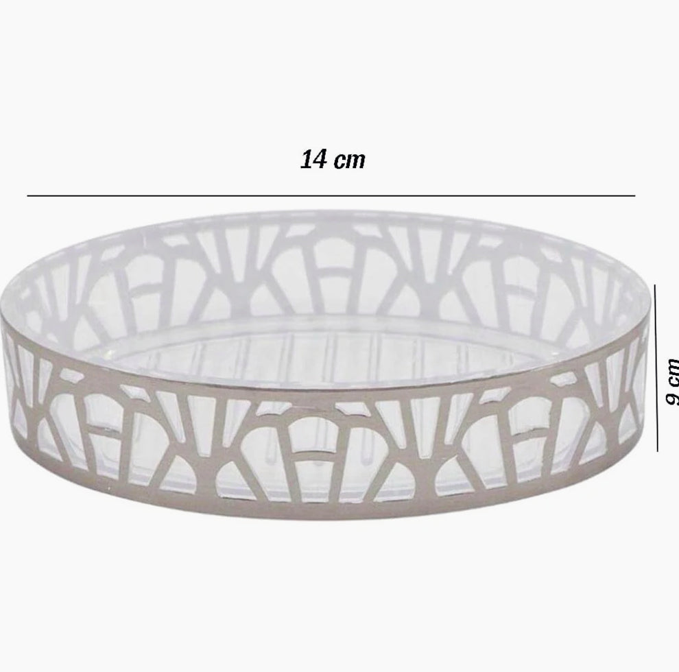 Accessori Bagno Argento Contemporaneo – Dispenser Bicchieri e Piattino - ambraled