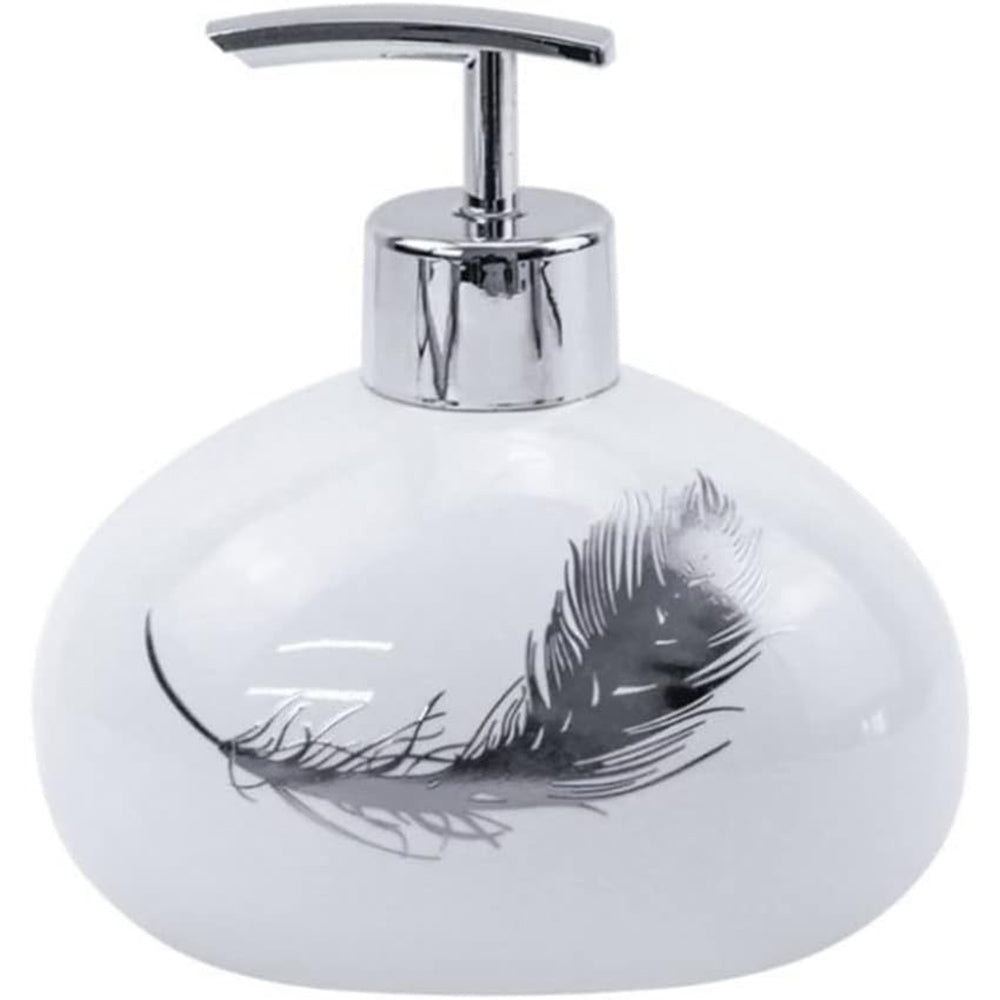 Accessori Bagno Argento – Dispenser Sapone, Portabicchieri e Scopino Piuma - ambraled