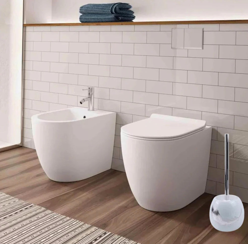 Accessori Bagno Argento – Dispenser Sapone, Portabicchieri e Scopino Piuma - ambraled