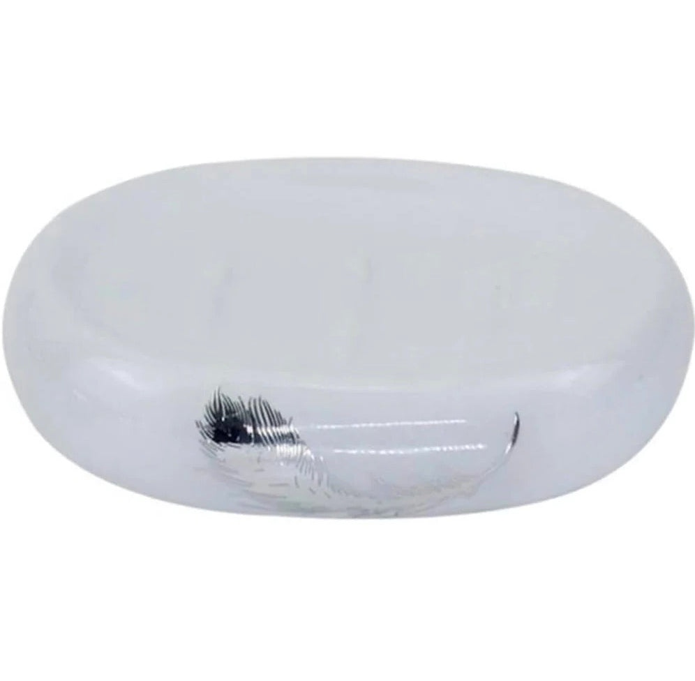 Accessori Bagno Argento – Dispenser Sapone, Portabicchieri e Scopino Piuma - ambraled