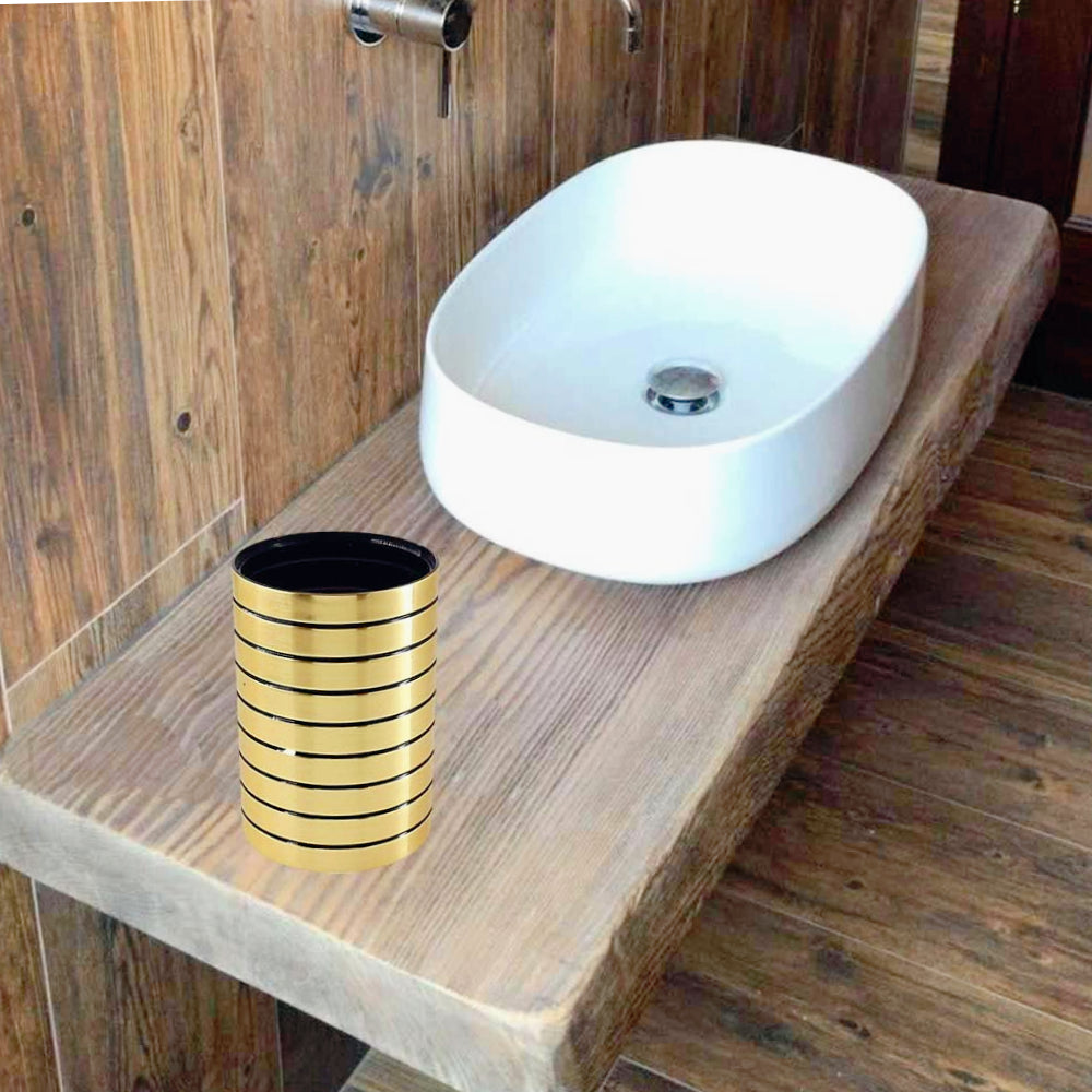 Accessori Bagno Oro a Righe – Dispenser Bicchieri e Piattino - ambraled