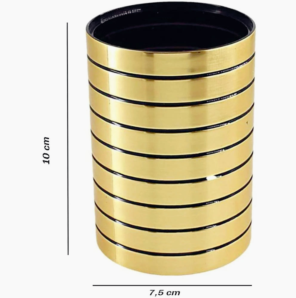 Accessori Bagno Oro a Righe – Dispenser Bicchieri e Piattino - ambraled