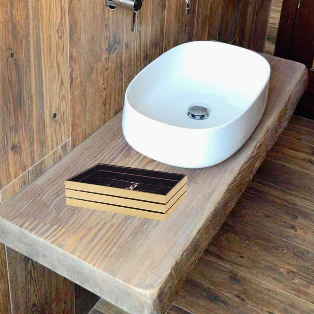 Accessori Bagno Oro a Righe – Dispenser Bicchieri e Piattino - ambraled