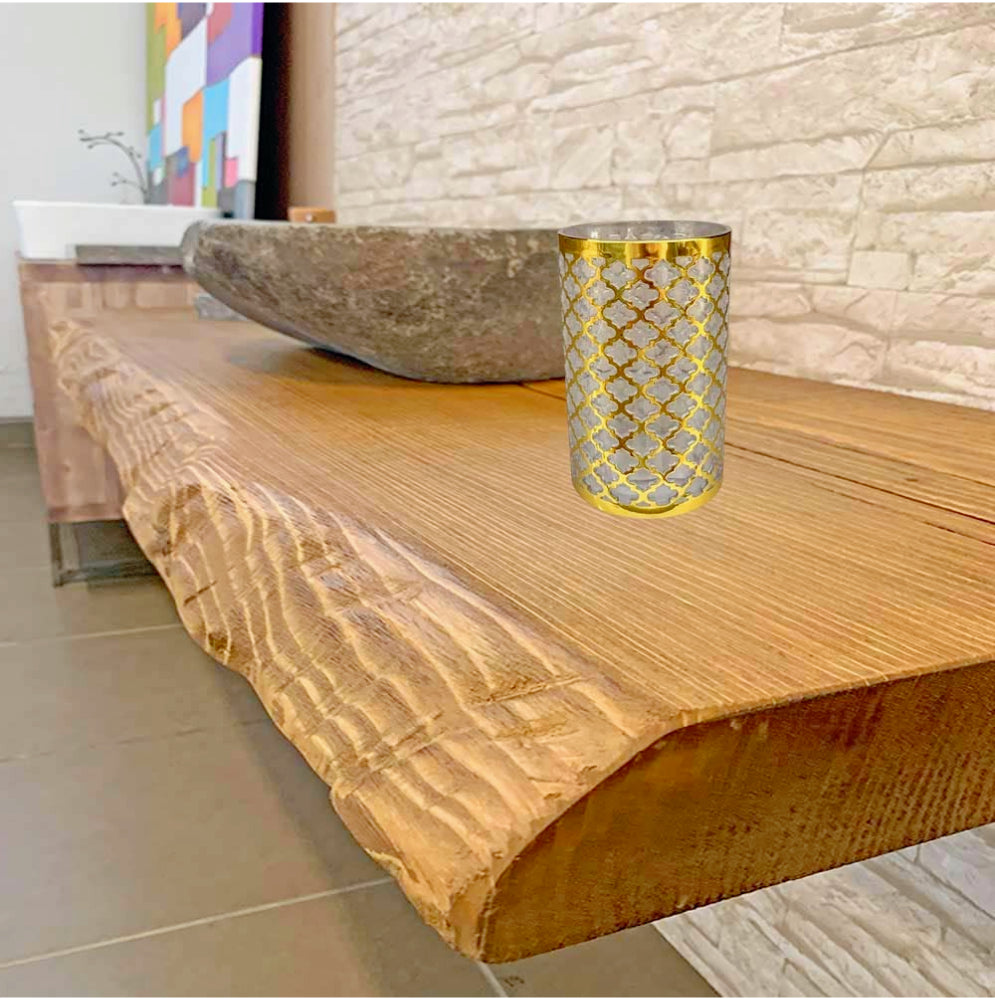 Accessori Bagno Stile Barocco Oro – Dispenser Bicchieri e Piattino Decorativo - ambraled