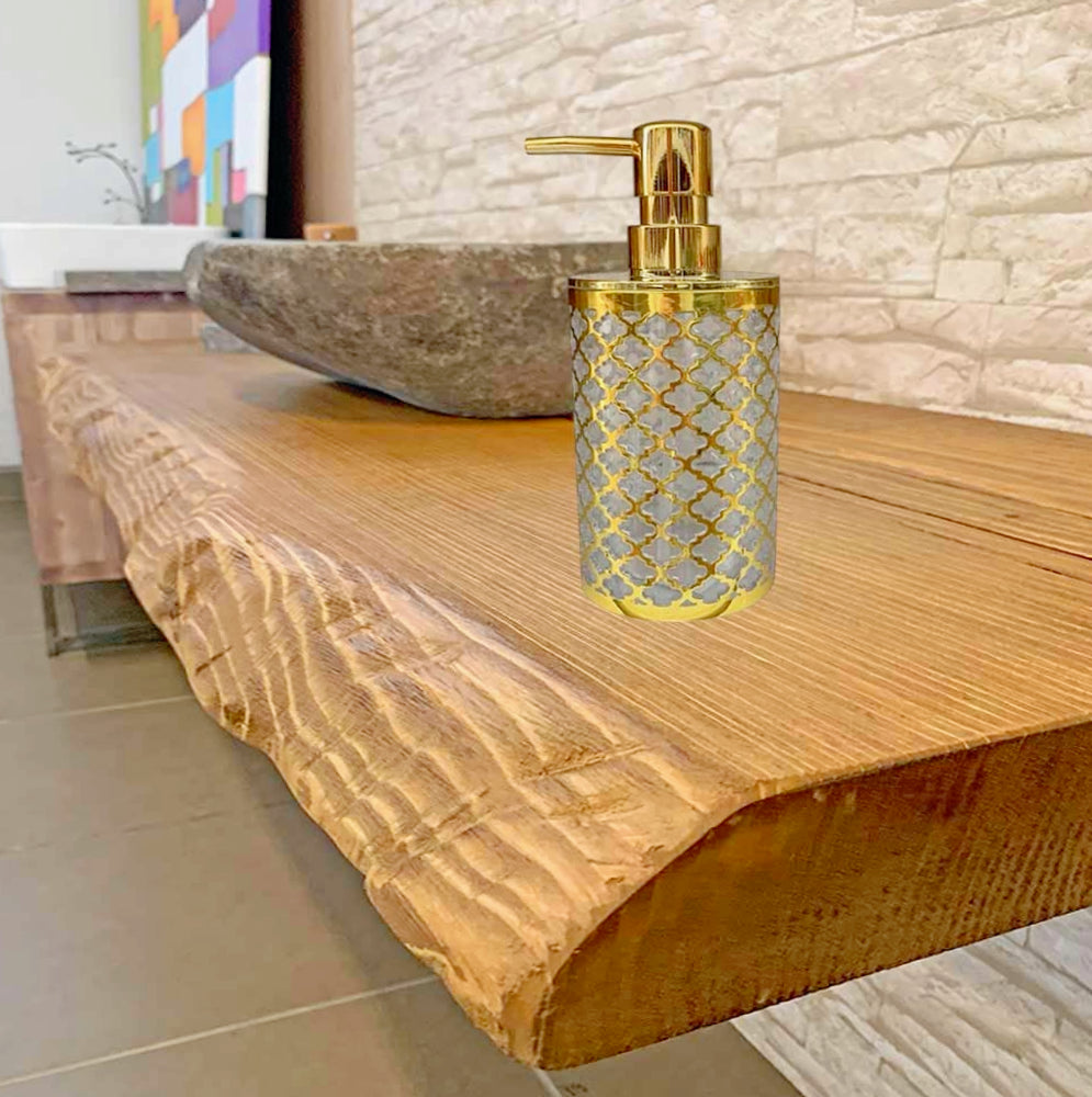 Accessori Bagno Stile Barocco Oro – Dispenser Bicchieri e Piattino Decorativo - ambraled