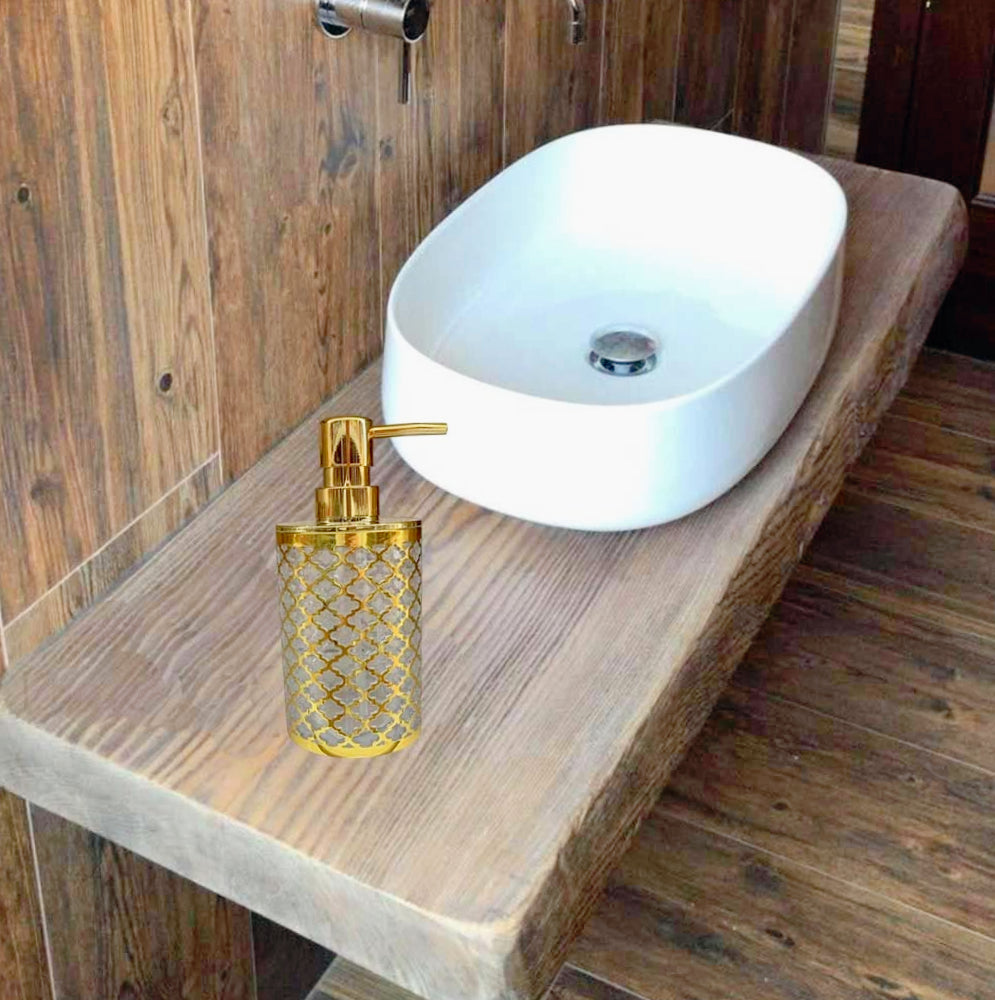Accessori Bagno Stile Barocco Oro – Dispenser Bicchieri e Piattino Decorativo - ambraled