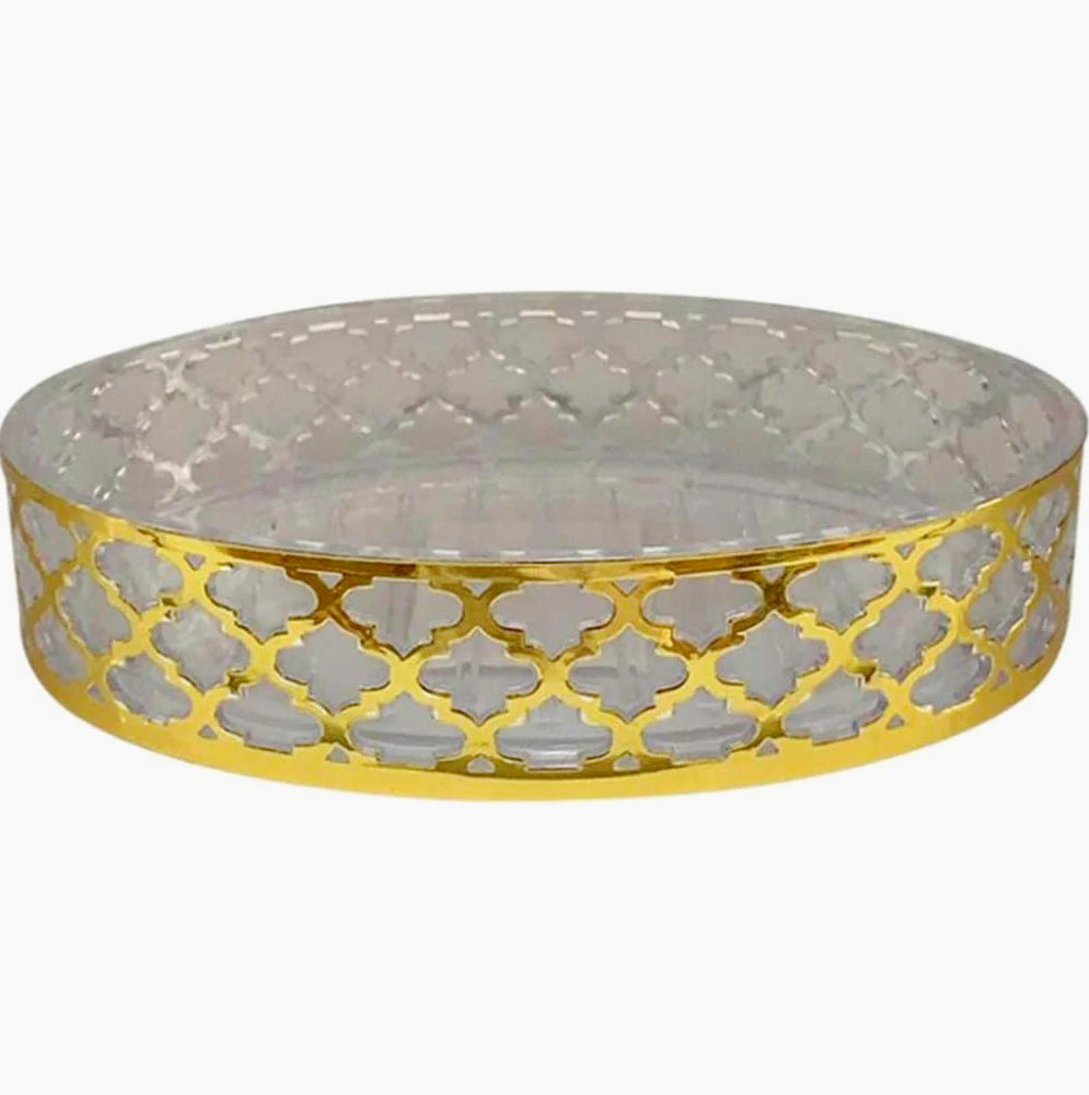 Accessori Bagno Stile Barocco Oro – Dispenser Bicchieri e Piattino Decorativo - ambraled