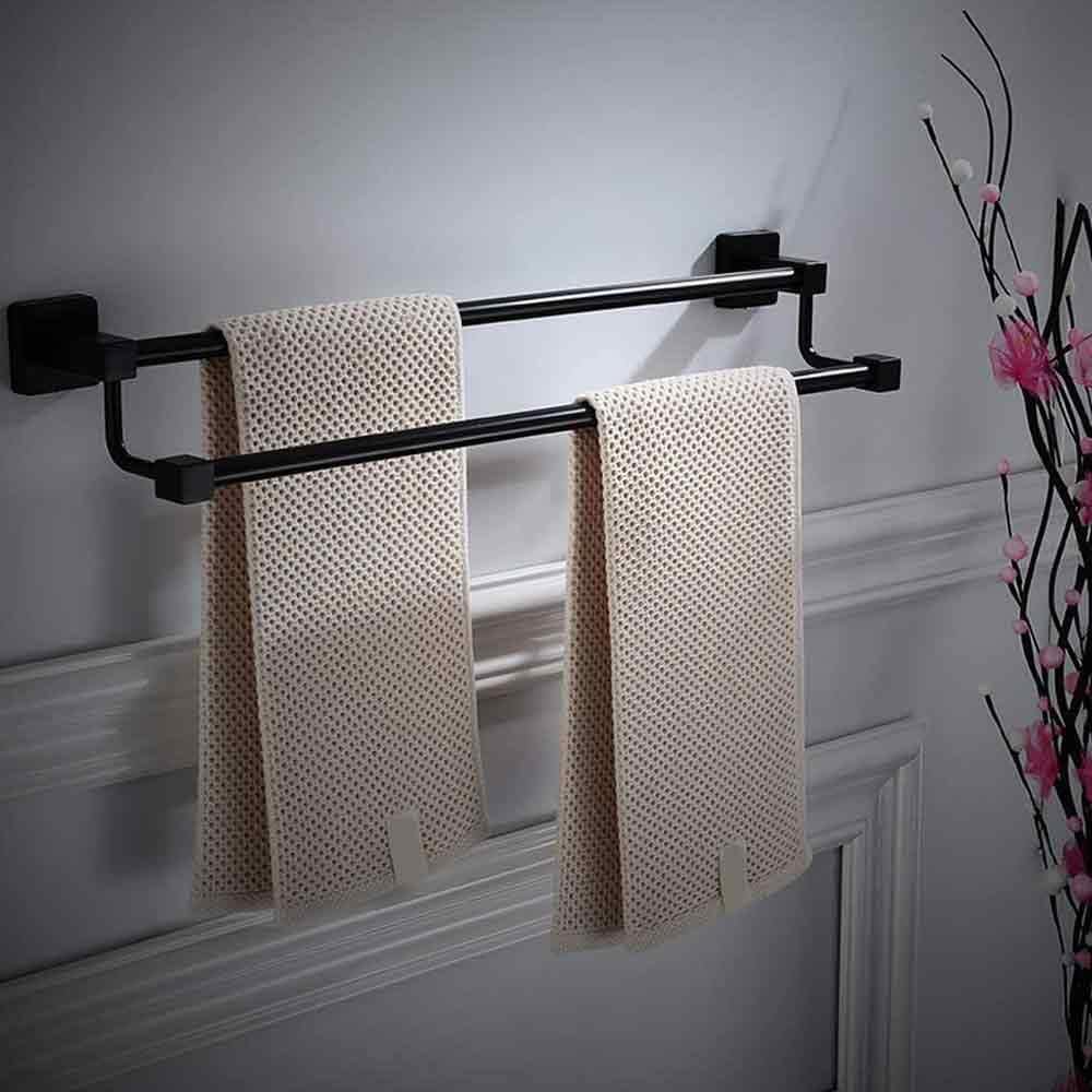 Accessori Bagno Nero Acciaio – Portasciugamani, Sapone, Phone e Scopino - ambraled