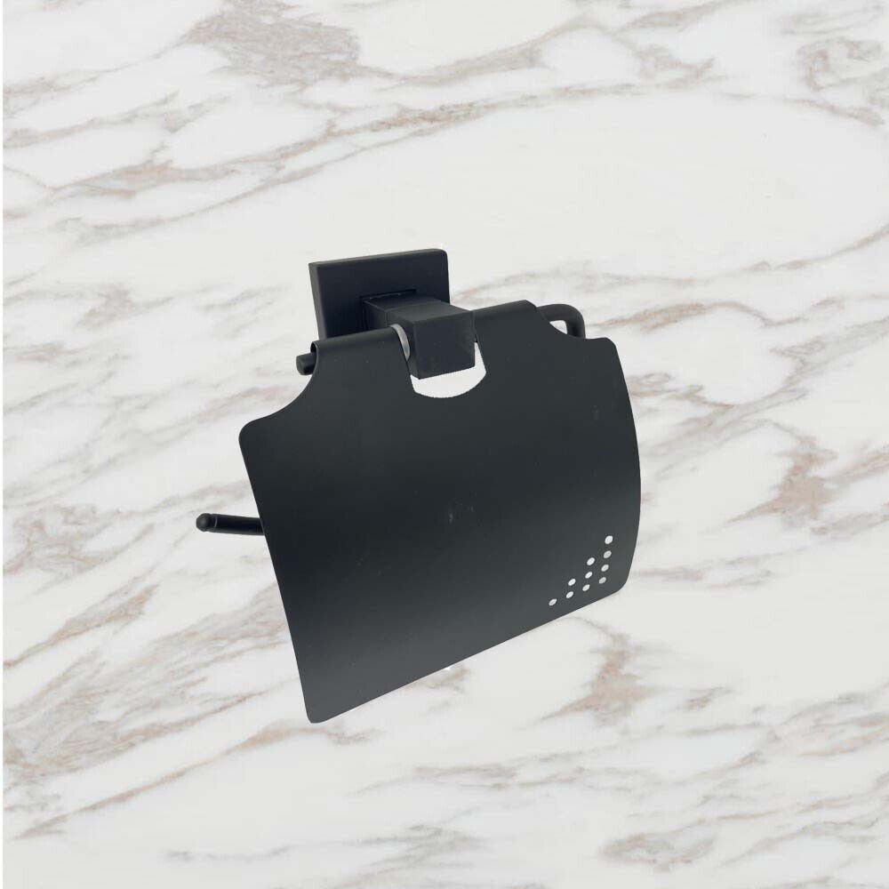 Accessori Bagno Nero Acciaio – Portasciugamani, Sapone, Phone e Scopino - ambraled