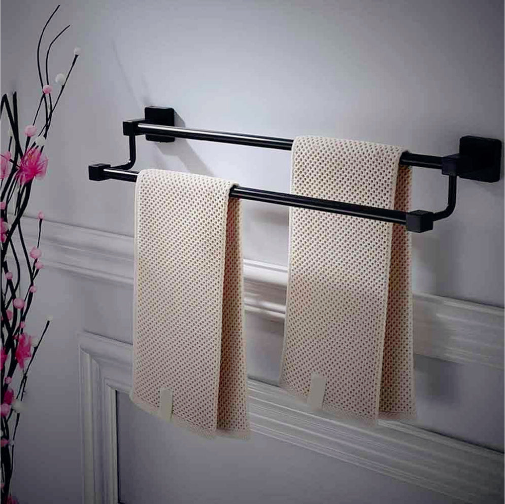 Accessori Bagno Nero Acciaio – Portasciugamani, Sapone, Phone e Scopino - ambraled