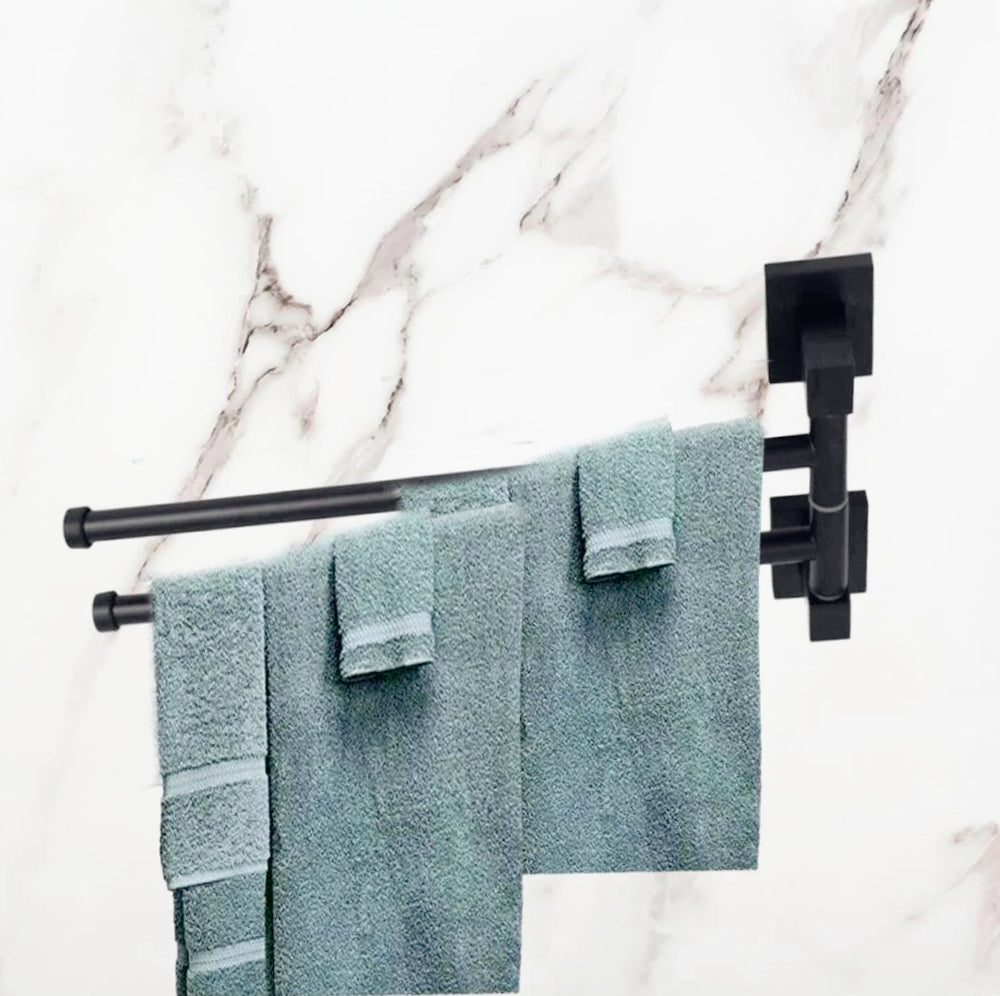 Accessori Bagno Nero Acciaio – Portasciugamani, Sapone, Phone e Scopino - ambraled