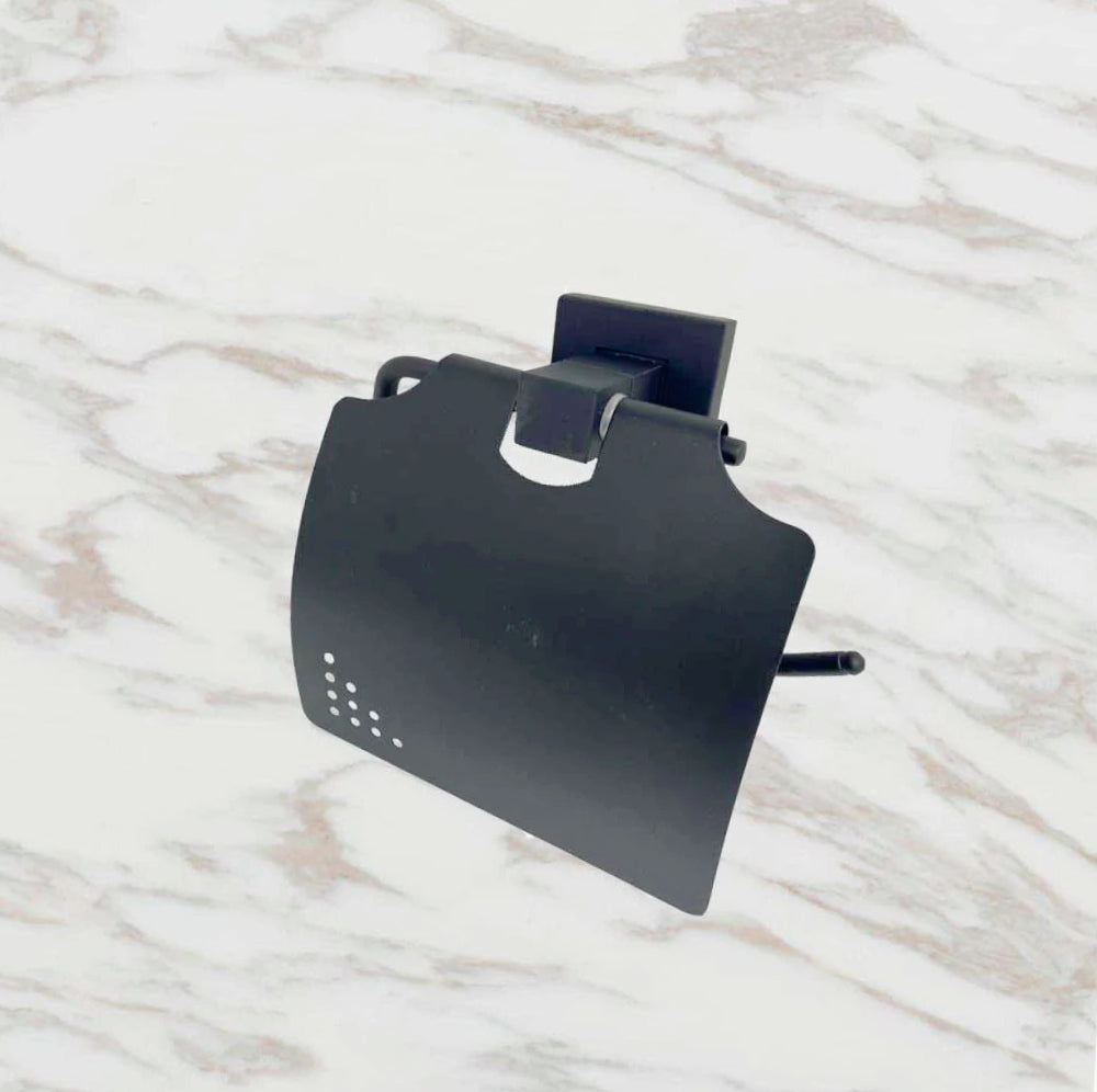 Accessori Bagno Nero Acciaio – Portasciugamani, Sapone, Phone e Scopino - ambraled