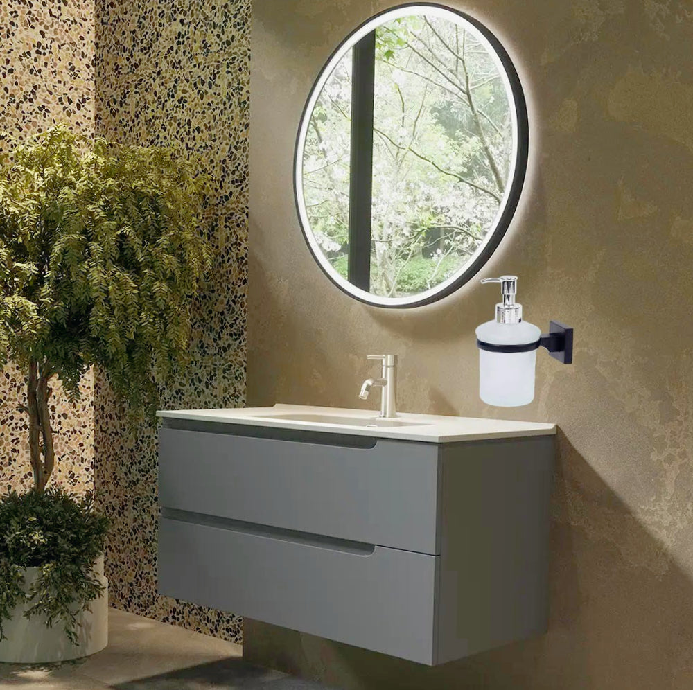 Accessori Bagno Nero Acciaio – Portasciugamani, Sapone, Phone e Scopino - ambraled