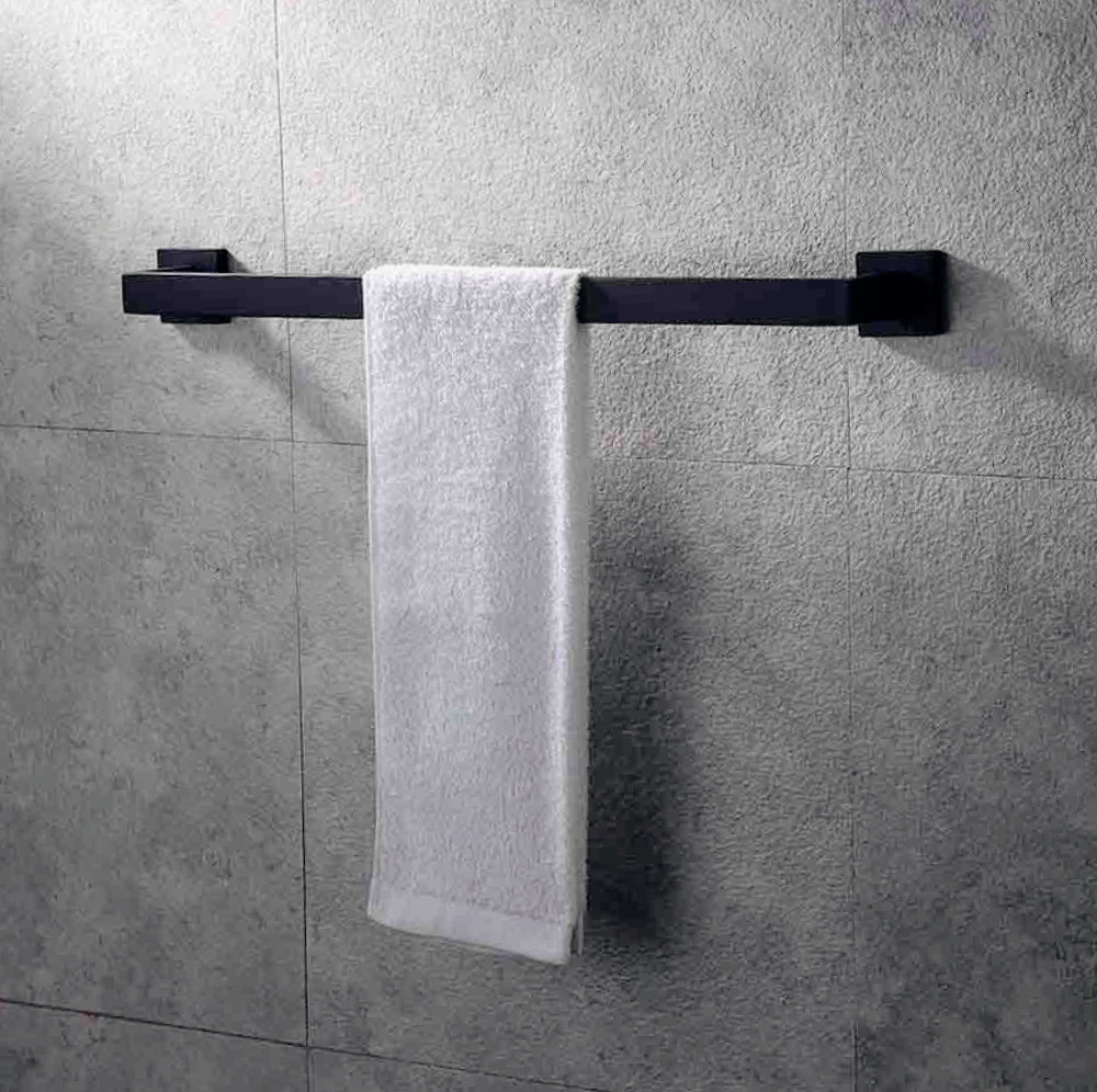 Accessori Bagno Nero Acciaio – Portasciugamani, Sapone, Phone e Scopino - ambraled