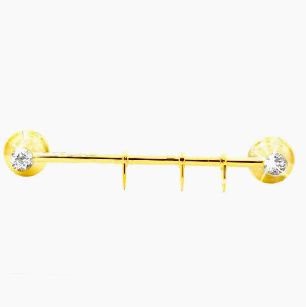 Appendino 3 ganci in acciaio oro con punto luce cristallo in acrilico - ambraled