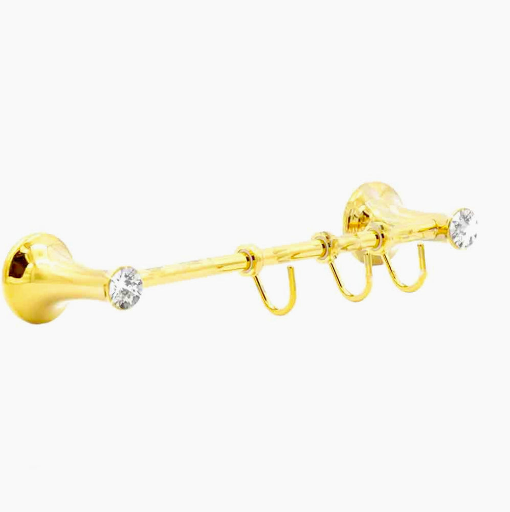 Appendino 3 ganci in acciaio oro con punto luce cristallo in acrilico - ambraled