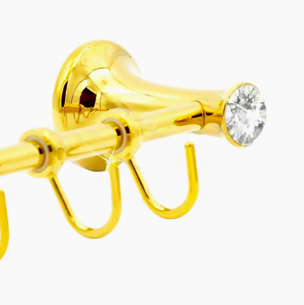 Appendino 3 ganci in acciaio oro con punto luce cristallo in acrilico - ambraled