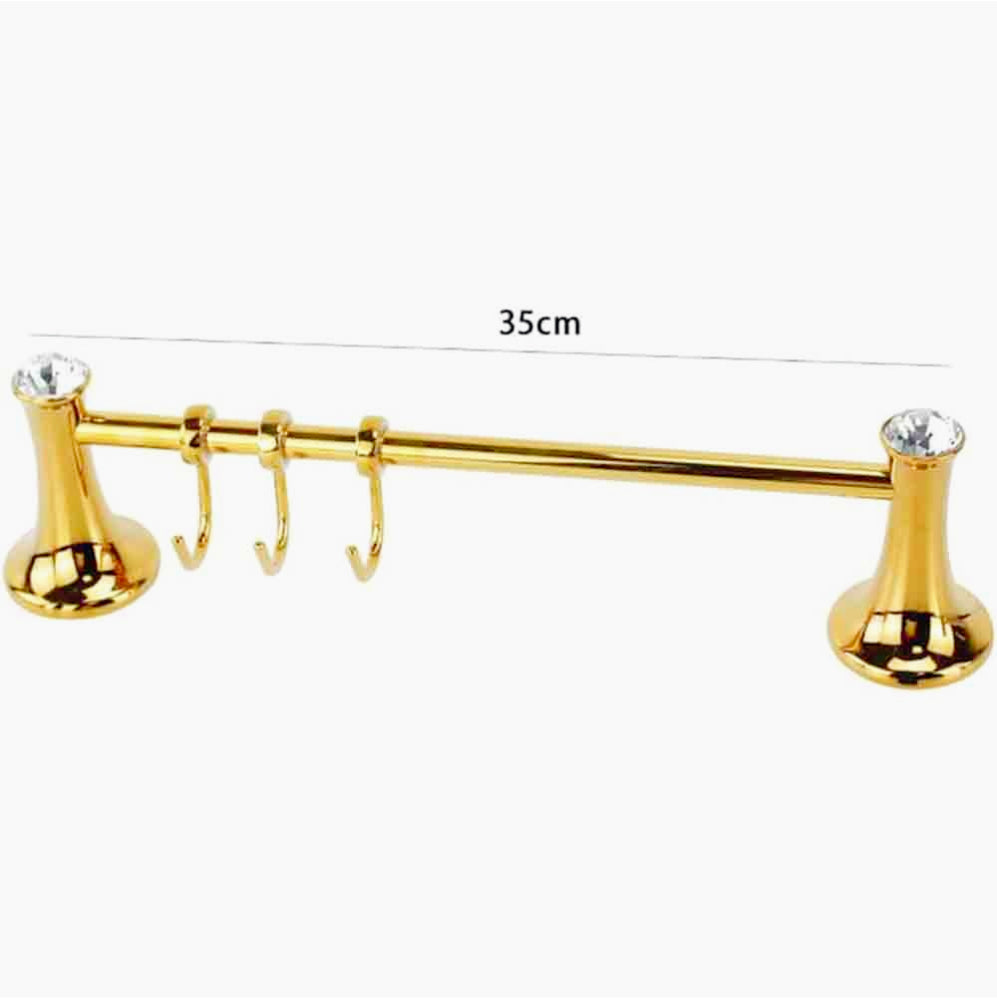 Appendino 3 ganci in acciaio oro con punto luce cristallo in acrilico - ambraled
