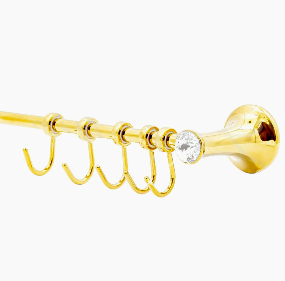 Appendino 5 ganci in acciaio oro – Con punto luce cristallo in acrilico - ambraled