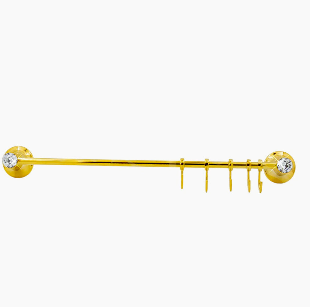Appendino 5 ganci in acciaio oro – Con punto luce cristallo in acrilico - ambraled
