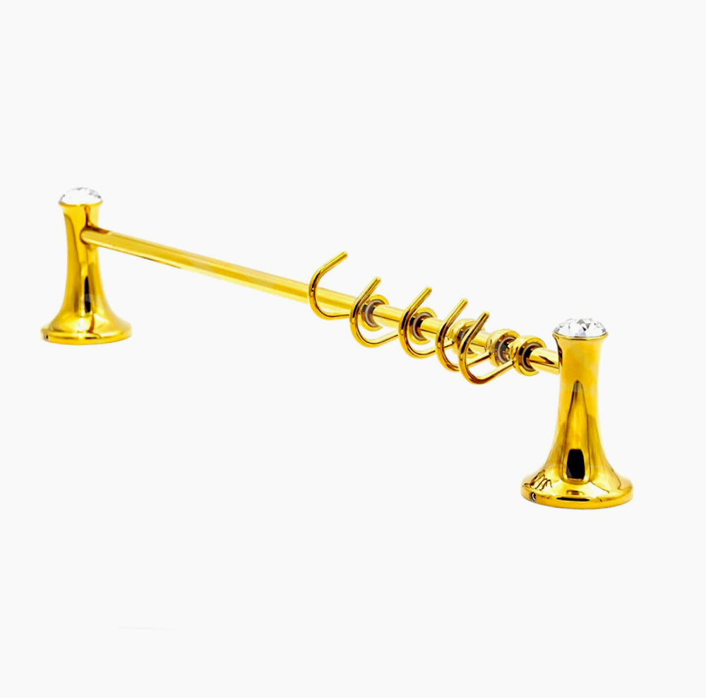 Appendino 5 ganci in acciaio oro – Con punto luce cristallo in acrilico - ambraled