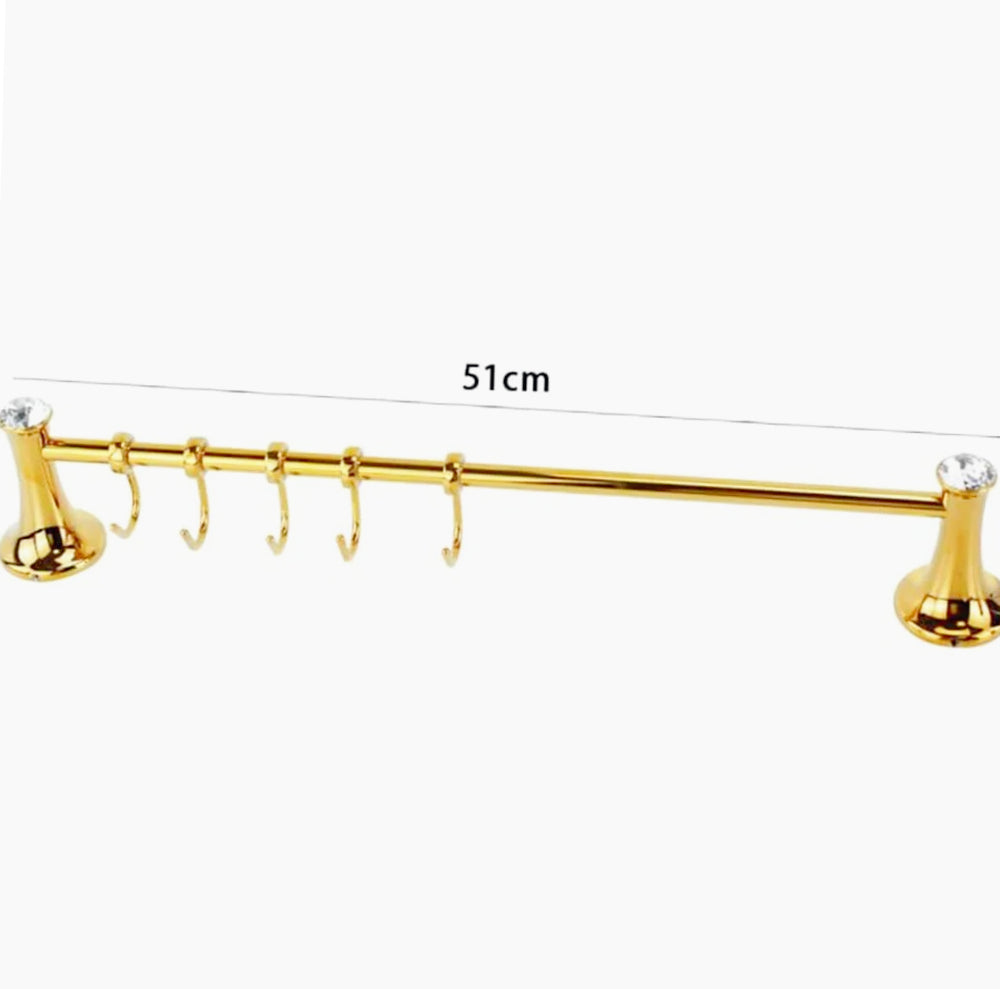 Appendino 5 ganci in acciaio oro – Con punto luce cristallo in acrilico - ambraled