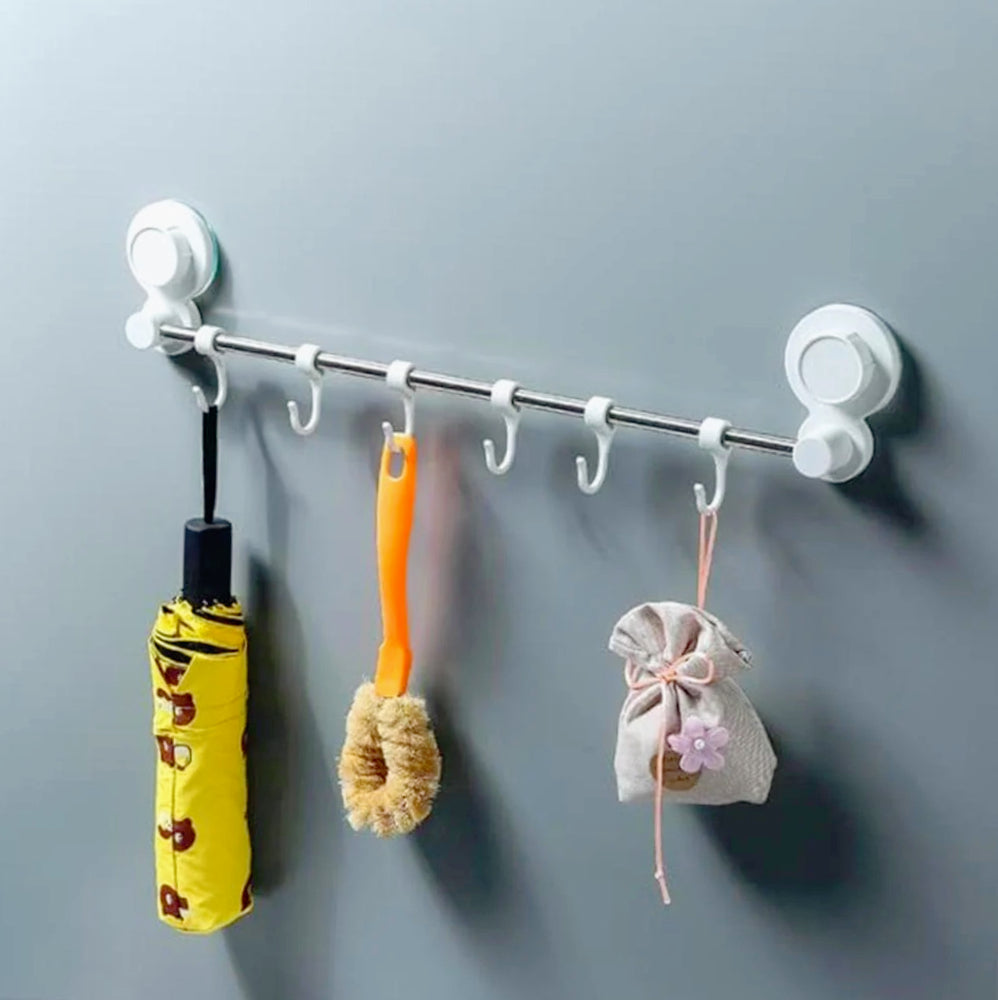 Appendino a ventosa con 6 ganci – Per bagno, cucina o porta utensili - ambraled
