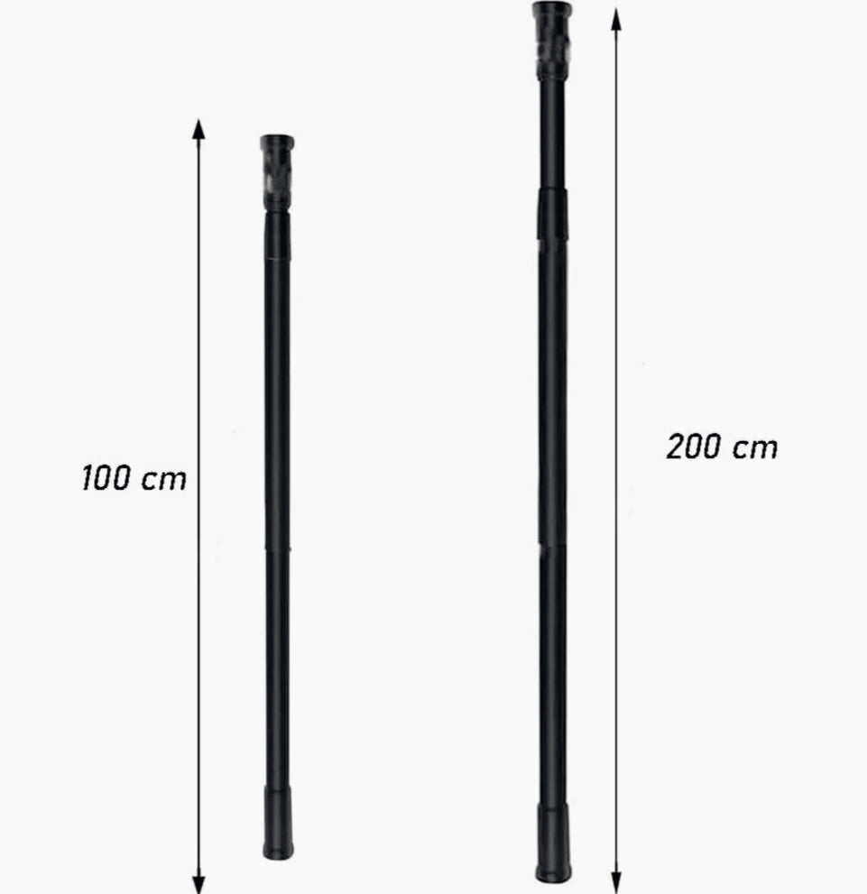Bastone nero 110-200cm – per tenda o appendiabiti armadio - ambraled