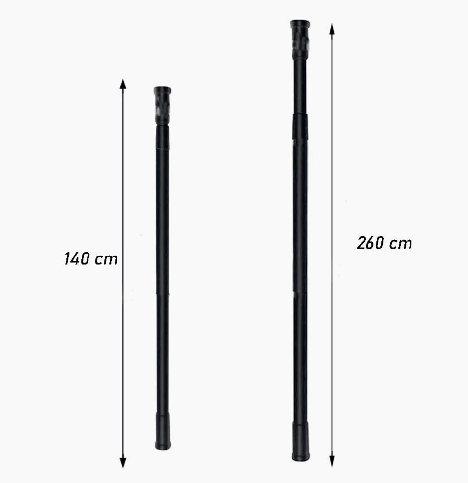 Bastone nero 140-260cm – per tenda o appendiabiti armadio - ambraled