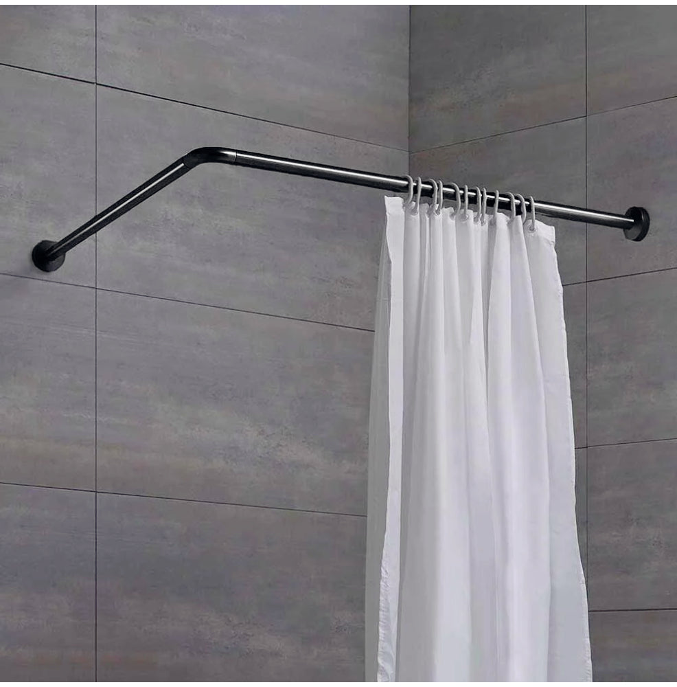 Bastone tenda doccia 80x80cm – a L universale nero - ambraled