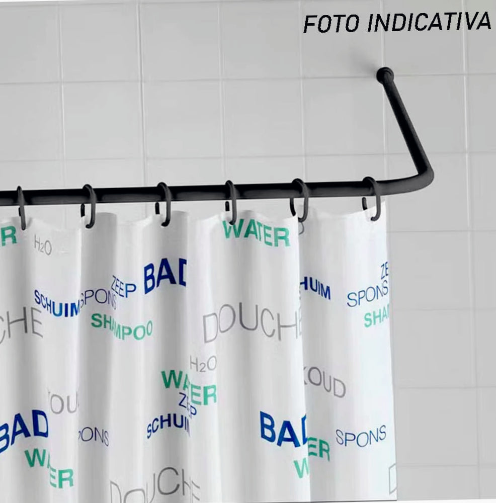 Bastone tenda doccia 80x80cm – a L universale nero - ambraled