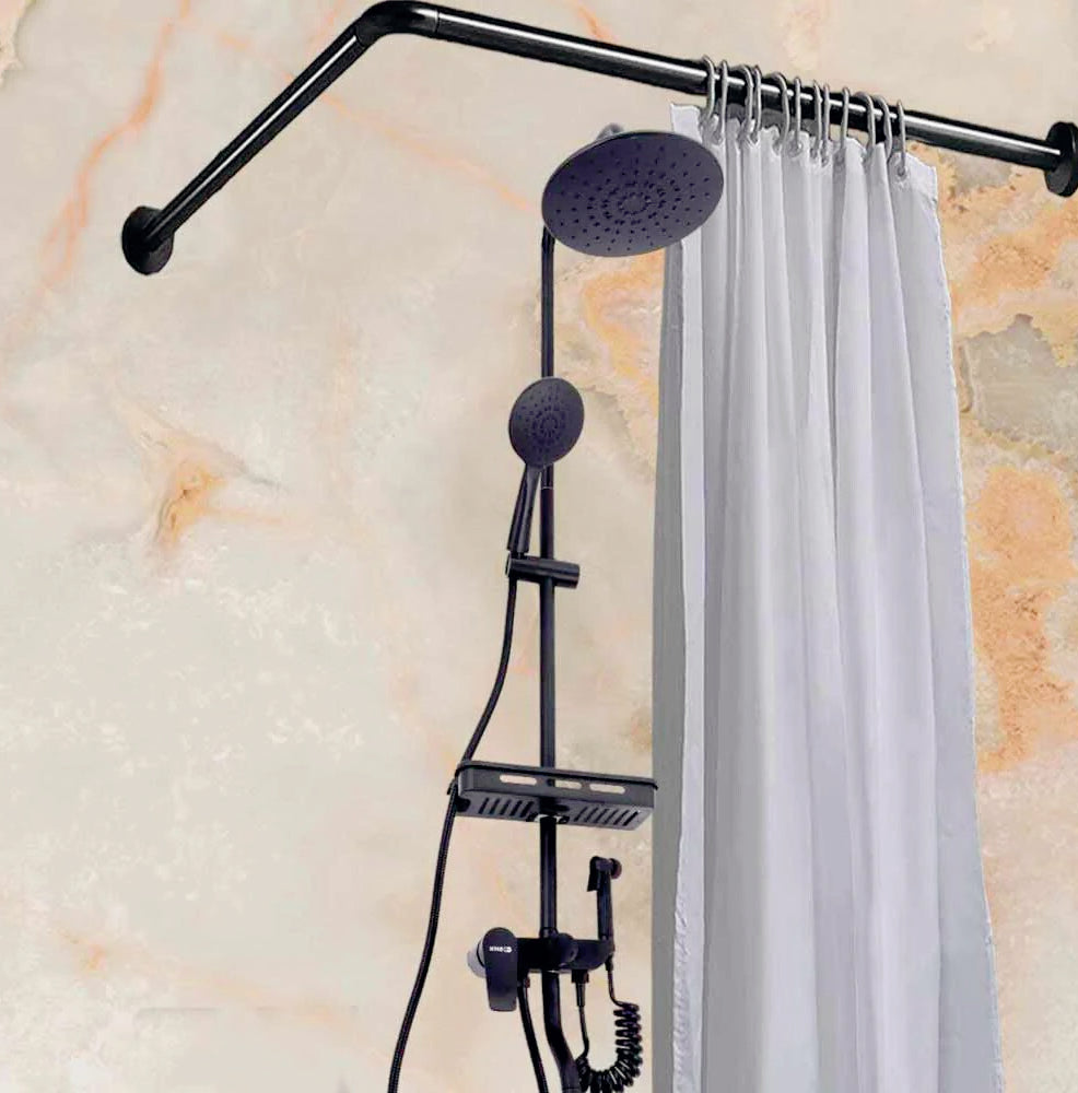 Bastone tenda doccia 80x80cm – a L universale nero - ambraled