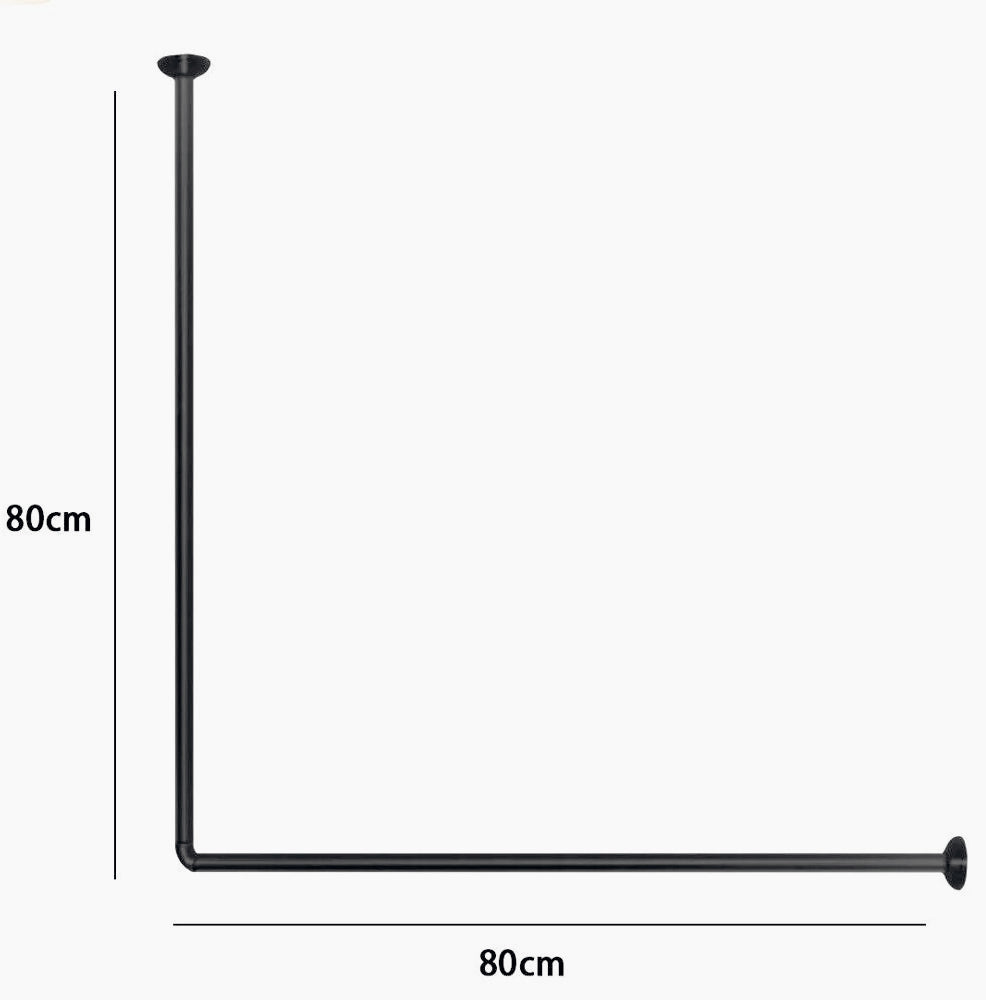 Bastone tenda doccia 80x80cm – a L universale nero - ambraled